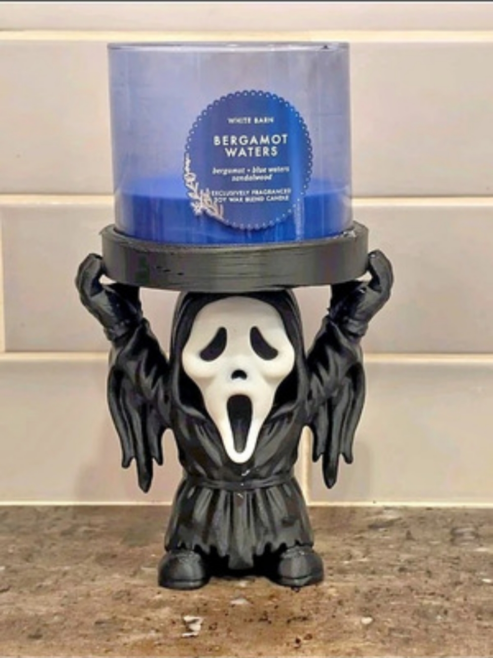 Ghost Face Candle Holder Black & White